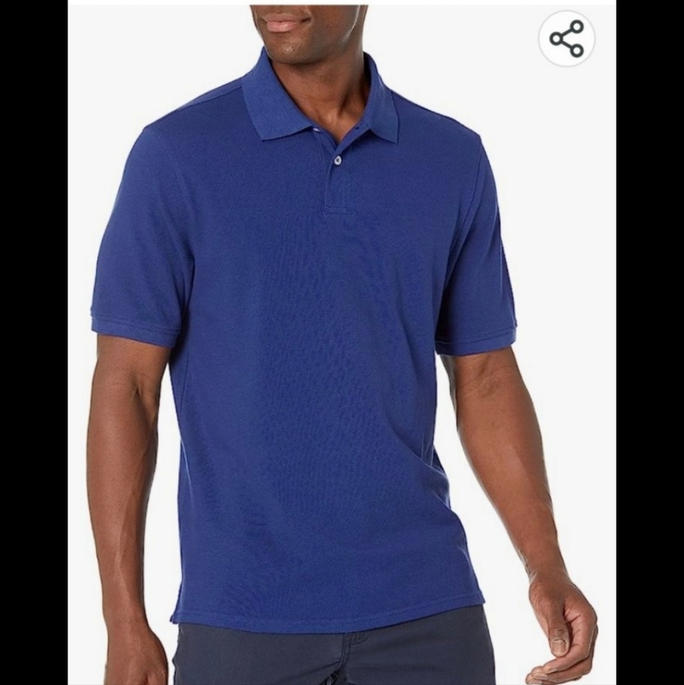 Amazon Essentials Men's Regular-Fit Cotton Pique Polo Shirt LG (42-44) NAVY BNWT